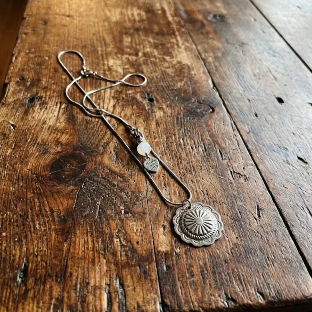 Necklace Upcycled Vintage Concho Button Cover